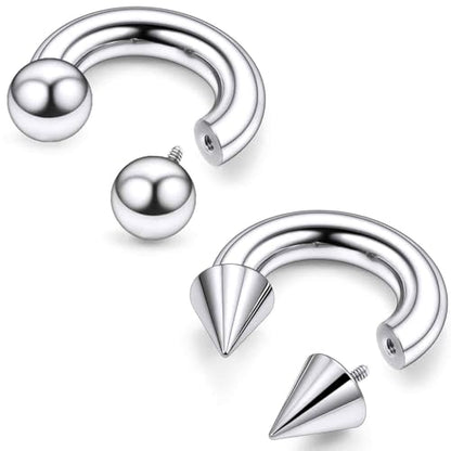ASTM F136 Titanium 20/18/16/14/12/8/6/4/2g Internally Threaded Horseshoe Nose Septum Ring Gauge Earrings Lip Rings Prince Albert Jewelry Hoop Piercings for Women Men - size: 2g*14mm