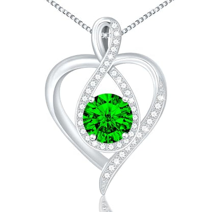 925 Sterling Silver Infinity Heart Necklace for Women, Rhodium Plated Cubic Zirconia Pendant Gift for Girlfriend Wife Mom - Anniversary Valentine's Day Birthday Present with Elegant Gift Box - color: Silver-05-May