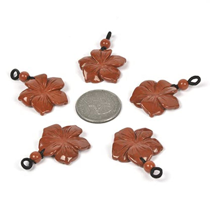 Justinstones Hand Carved Healing Crystals Gemstone Hawaii Flower Pendant Hand Weaving Wax Rope Necklace 22 inch - color: Red Jasper