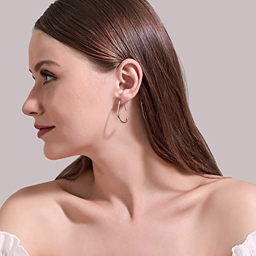 MALOYANVE Lightweight Teardrop Hoop Earrings Gold Silver Plated Large Hollow Out Oval Pull Through Statement Hoop Earrings High Polished Jewelry Gift for Women - color: Gold