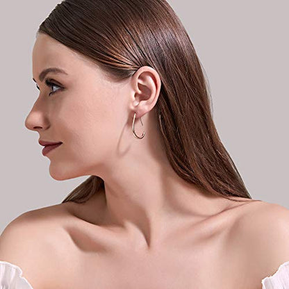 MALOYANVE Lightweight Teardrop Hoop Earrings Gold Silver Plated Large Hollow Out Oval Pull Through Statement Hoop Earrings High Polished Jewelry Gift for Women - color: Gold