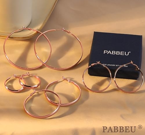 925 Sterling Silver Hoop Earrings Hypoallergenic Large Thin Hoops Earring | Lightweight Big Silver Hoops Hypoallergenic Large Hoop Earring for Women Sensitive Ears Oversize Hoops 30/40/50/60/70mm - color: 50mm Rose Gold