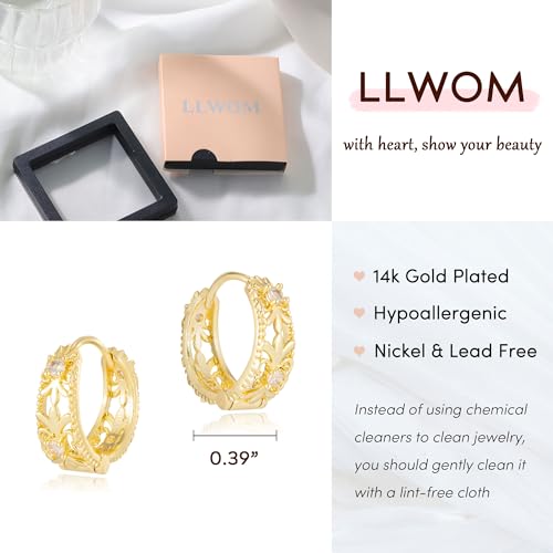 LLWOM Gold Huggie Earrings for Women-14k Gold/Silver/Rose/Black Plated Heart Hoop Earrings Hypoallergenic Lightweight Hoops Gifts - style: Traditional