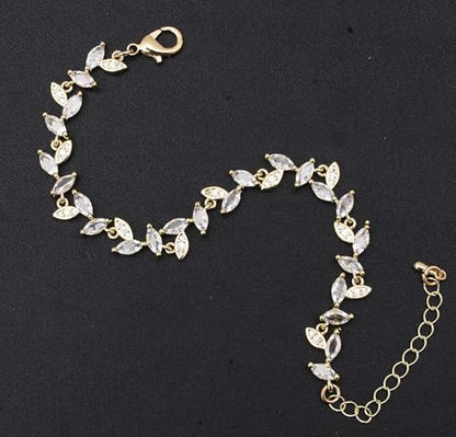 Cubic Zirconia Jewelry Sets for women Brides Bridesmaid Necklace Dangle Earrings Link Bracelet for Wedding Prom Costume Party Events - color: White-Gold Plated