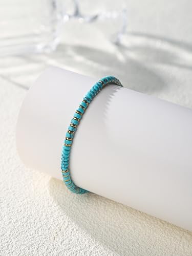 XIJIN Natural Stone Beaded Anklets for Women Handmade Beach Boho Turquoise Beads Ankle Bracelet Jewelry Gift for Her - color: B
