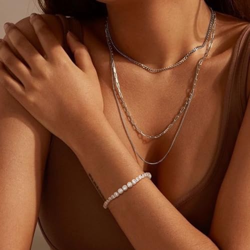 FANZE Gold Plated Cubic Zirconia Tennis Bracelets for Women Dainty Trendy Adjustable Bracelet Jewelry Gift for Ladies Wedding Mother Birthday Anniversary - style: Style 3