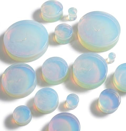 Opalite Organic Stone Ear Plugs Gauges Sold in Pairs - style: 8mm-0 gauge