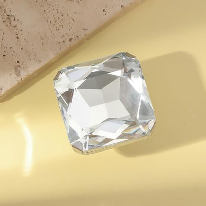 Chunky Oversized Huge Square Open Ring for Women Artificial Crystal Rhinestone Band Rings Statement Geometry Exaggerated Adjustable Cocktail Party Jewelry - color: Silver
