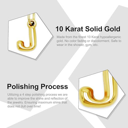 Gold Puffed Initial Letter Charm - 10 Karat Gold - 3D Bubble Letter Pendant - style: Letter j