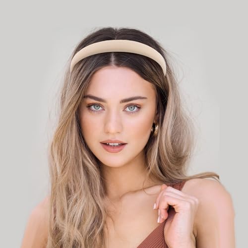 KICOSY Padded Headband - Soft, Thin, No Slip for Women & Girls - Neutral Brown, Plain - Hair Accessory - color: brown
