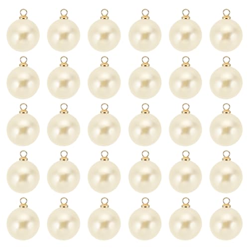 PATIKIL Pearl Charm, 100pcs Pearl Beads Faux Pearl Pendant Charm DIY for Jewelry Making Bracelets Earrings Necklace Crafts - color: Golden Beige, size: 14mm