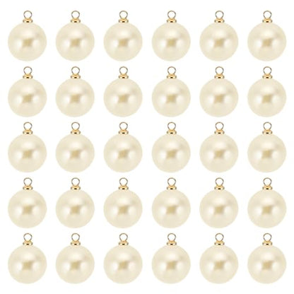 PATIKIL Pearl Charm, 100pcs Pearl Beads Faux Pearl Pendant Charm DIY for Jewelry Making Bracelets Earrings Necklace Crafts - color: Golden Beige, size: 14mm