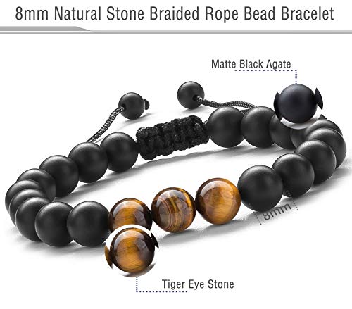 Men Women 8mm Tiger Eye Stone Beads Bracelet - color: Matte Tiger eye-21018