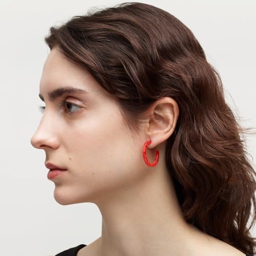 Circle Hoop Earrings Acetate Resin Fashion Jewelry for Women - color: Poppy, size: Mini