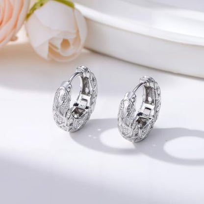 925 Sterling Silver Hollow Hoop Earrings for Women, Simple and Retro Style, Jewelry Gifts for Valentine's Day, Mother's Day, And Birthdays - style: Style 2