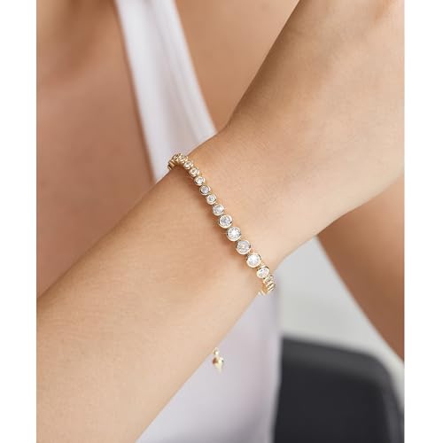 FANZE Gold Plated Cubic Zirconia Tennis Bracelets for Women Dainty Trendy Adjustable Bracelet Jewelry Gift for Ladies Wedding Mother Birthday Anniversary - style: Style 8
