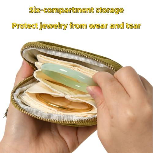 Small Travel Jewelry Pouch Velvet Case with Zipper 6 Compartment | Accessory pouch