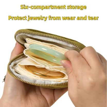 Small Travel Jewelry Pouch Velvet Case with Zipper 6 Compartment | Accessory pouch