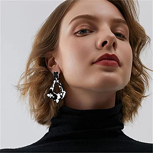 ONLYJUMP Exaggerated Geometry Earrings Acrylic Round Square Triangle Heart Dangle Earrings for Women Multilayer Bohemia Earrings Classic Retro Minimalist Earrings Statement Jewelry - color: Black White Acrylic