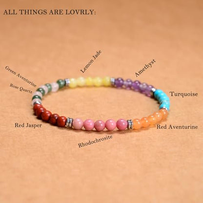 Natural Healing Gemstone Bracelet Handmade Yoga Stretch Elastic Bracelet Stress Relief Crystal Jewelry for Men and Women - color: All things cute (Good Attitude), size: 4mm