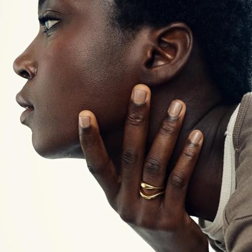 Hey Harper Gold Ring for Women - Gold Plated Stacking Waterproof & Sweatproof Jewerly Ring - Everday Non Tarnish Cute Fashion Circle Rings - style: Marbella Ring