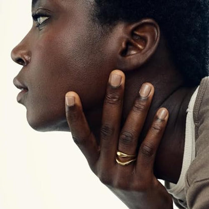 Hey Harper Gold Ring for Women - Gold Plated Stacking Waterproof & Sweatproof Jewerly Ring - Everday Non Tarnish Cute Fashion Circle Rings - style: Marbella Ring