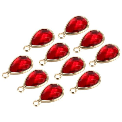 PATIKIL Birthstone Charm Beads Drop Pendant, Handmade Birthstone for Personalized Earrings Bracelet Necklace - color: Red, size: 0.63" x 0.31"