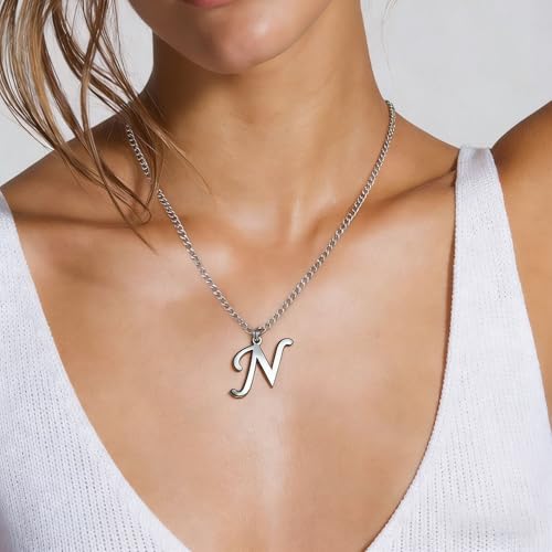 Stainless Steel Initial Letter Connector Charms Alphabet Pendant Diy Craft for Jewelry Making Necklaces Bracelets Keychain - color: Stainless Steel N