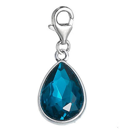 Sexy Sparkles Dangling lobster clasp charms for bracelets - color: Aquamarine - March
