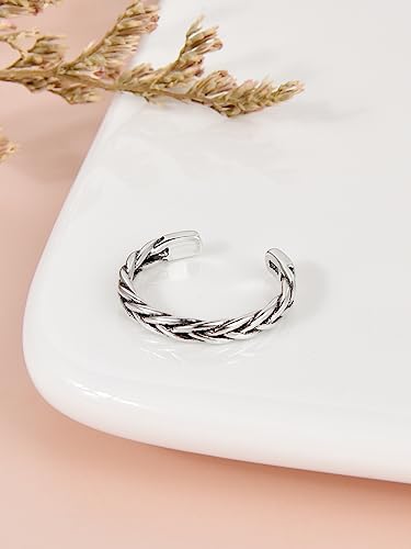 925 Sterling Silver Open Cuff Toe Ring for Women Adjustable Pinky Ring Band Size 2-4… - color: Style H