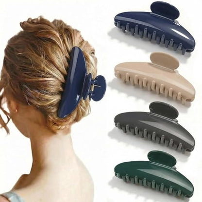 4Pcs Large Claw Hair Clips for Women, 4-Inch Durable Hair Claw Clips Smooth & Easy to Wear|No Snagging & a Secure Grip, Fashion Hair Accessories for Thin & Medium Thick Hair(Blue Apricot Gray Green) - color: Group 2