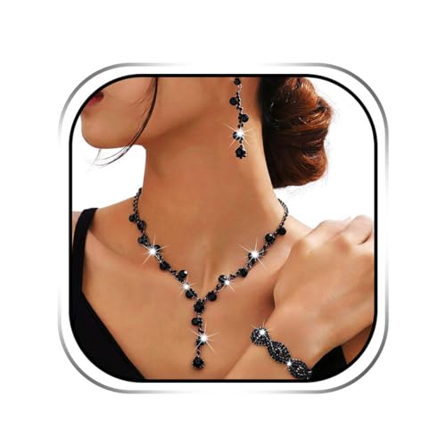 Sixexey Rhinestone Earrings Sparkly Bracelet Earring Party Prom Earrings Jewelry for Women - color: Black