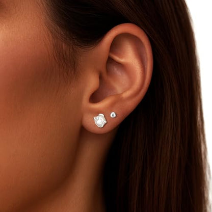 Pearl Earrings for Women 14k Gold/Silver Pearl Drop Earrings Long White Pearl Tassel Dangle Statement Earrings Bridal Wedding Dainty Prom Earrings Birthday Gifts Jewelry - color: Silver Caged Pearl+Ball Stud Earrings