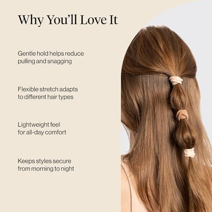 Kitsch Elastic Hair Ties No Damage | Stretchable Hair Bands - Blush 20pcs | Strong All-Day Hold Hair, Rubber Bands For Hair, Ponytail Holders | Hair Accessories for Everyday Use - color: Blush Standard (Pack of 20)