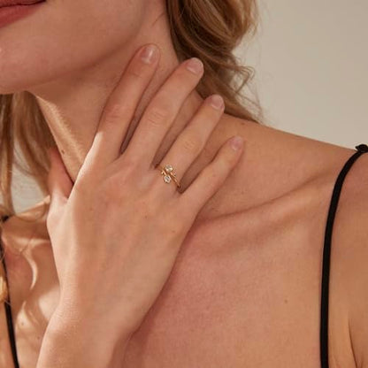 PERIMADE 18K Gold Plated CZ Tulip Ring for Women, Hypoallergenic Solid 925 Sterlig Silver Flower Open Band Ring, Adjustable Cubic Zirconia Stacking Finger Ring, Dainty Anniversary Birthday Jewelry Gift - color: Silver