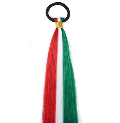 2 Pack Braid Ponytail Extension, Full of Christmas Color Ponytail Extension | 26 Inch Braid Extensions with Elastic Tie Straight Tube Sleek Wrap Extension Hair Ponytail (Green/White/Red#) - color: Green/White/Red#, size: 26 Inch（Pack of 2）