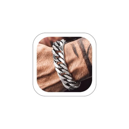 Bandmax Cuban Bracelets for Men, Stainless Steel Link, 7.5"/8.3"/9" Length | 7/8/12mm Width, Miami Wristlet Chain, Steel/Black/Gold Tone, Hip Hop Jewelry, Gift for Son Grandson Husban - color: Steel