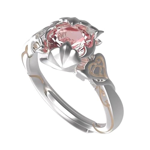 Fall Gold Plated Knuckle Ring Trendy Zircon Crystal Jewelry with Maple Leaf Design Vintage Stackable Joint Finger Ornament Simple Cute Open Twist Ring for Women Daily Wear - color: Pink Crystal