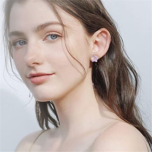 Raw Gemstone Star Stud Earrings for Women Handmade Star Chakra Healing Crystal Earrings Amethyst Raw Rose Quartz Gemstone Prong Stud Earrings Birthstone Jewelry Gift Ideas - color: Amethyst