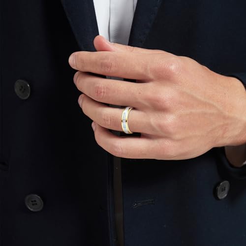 Vakki 4mm 6mm Womens Rose Gold Tungsten Carbide Ring with Mother of Pearl Shell/Marble Inlaid Wedding Band Comfort Fit Size 5-12 - color: G-6mm-Mother of Pearl & Gold
