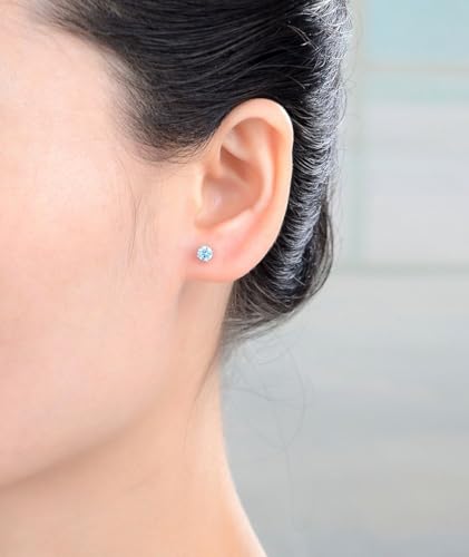 1 Pair Adabele Authentic Sterling Silver Birthstone Stud Earrings 4mm/0.25 Carat Tiny Cubic Zirconia Imitation Diamond Gemstone Hypoallergenic Nickel Free Tarnish Resistant Women Men Jewelry - color: December