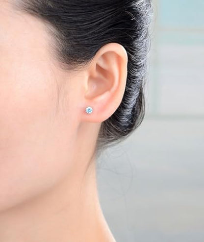1 Pair Adabele Authentic Sterling Silver Birthstone Stud Earrings 4mm/0.25 Carat Tiny Cubic Zirconia Imitation Diamond Gemstone Hypoallergenic Nickel Free Tarnish Resistant Women Men Jewelry - color: December