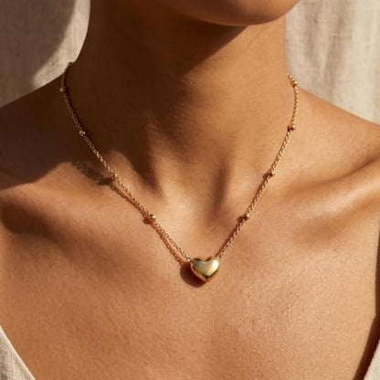 14K Gold Plated Crystal Jewelry set Cubic Zirconia Dainty Choker Necklace Earrings Stud Gold Necklaces for Women - color: Heart design