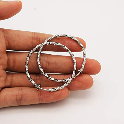 LAXPICOL Twisted Clip On Earrings 4PCS Different Color Gold Silver Black Rose 1.18IN .57IN .96IN .36IN Hoop Earrings Clip On Earrings for Women No Piercing - color: 1.57in