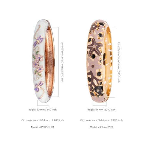 UJOY Cloisonne Bangle Colorful Enamel Filigree Rose Flower Hollowed Crystal Bracelet for Women Gifts 88A09 - color: 2 Pcs Set-A10-Green 2