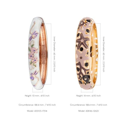 UJOY Cloisonne Bangle Colorful Enamel Filigree Rose Flower Hollowed Crystal Bracelet for Women Gifts 88A09 - color: 2 Pcs Set-A10-Green 2