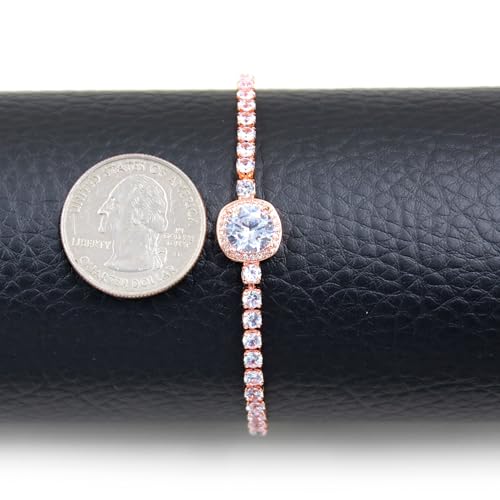 Sparkling CZ Tennis Bracelets for Women, Birthstone Slider Bolo Bracelets Trendy Birthday Valentine's Day Jewelry for Women Lady - color: White