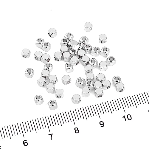 Silver Plated Cube Spacer Beads Round 3x3mm 50pcs for Jewelry Making Findings Non Tarnish - color: Silver, size: 3x3mm Round Cube