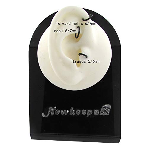 4G/6G/8G/10G/12G/14G/16G/18G/20G Hypoallergenic Nose Hoop Rings Steel Hinged Clicker Segment Gold/Rose Gold/Black/Pink Color - style: 3pc: 16g×5/6/7mm Black