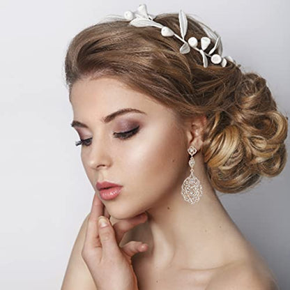 Wedding Teardrop Dangle Earrings Crystal Rhinestone Beaded Chandelier Earrings for Brides Gold - color: A-gold-2